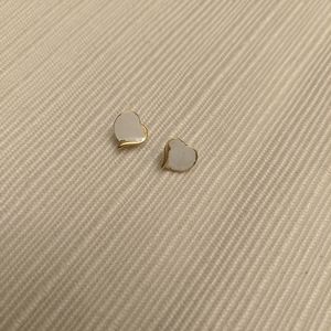 white and gold heart studs